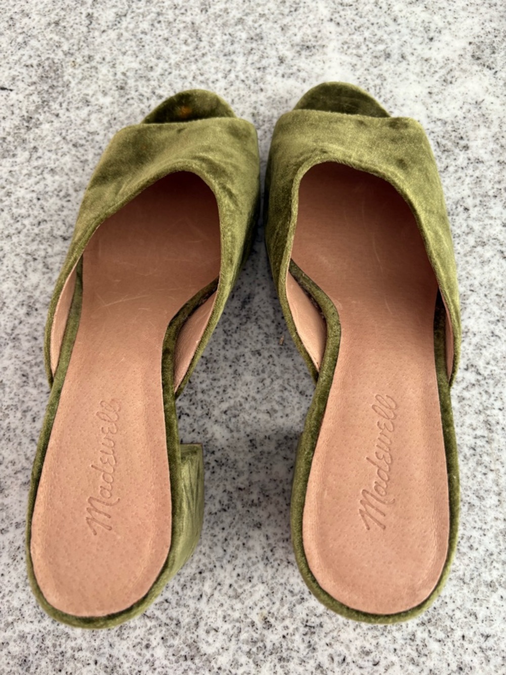 Madewell green velvet slide heels *FLAW* size 10 - Picture 7 of 12
